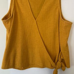 Mustard yellow Madewell wrap-top